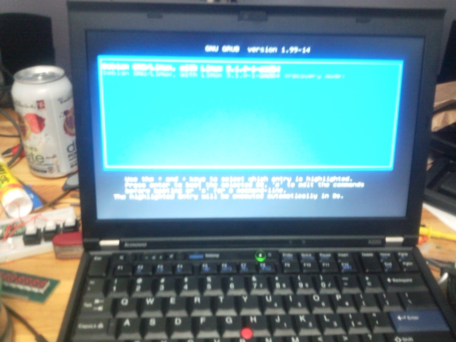 A picture of my x220 booting from the new hard drive
